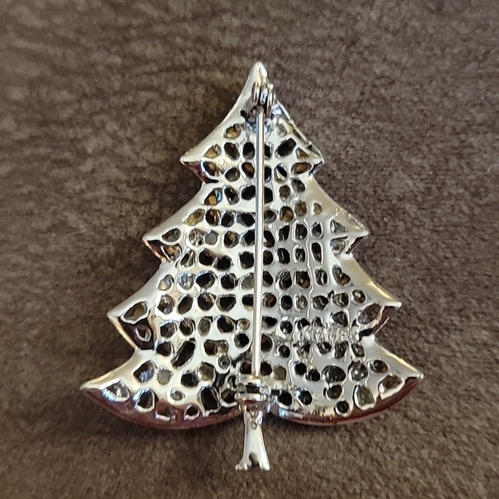 VTG KRAMER Sparkly Christmas Tree Crystal Rhinestone Brooch - Picture 3 of 5